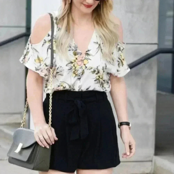 BLACK DENIM HIGH WAIST SHORTS - Picture 1 of 4